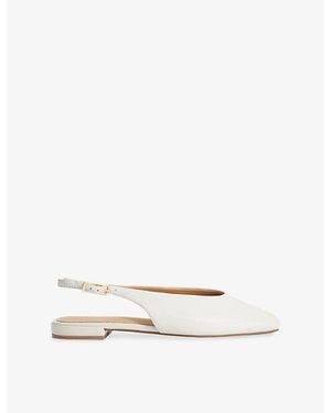 Dune Heartbeat Leather Sling-Back Ballet Flats - White