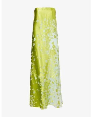 Christopher Esber Burnout Jacquard Strapless Woven Midi Dress - Green