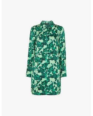 Whistles Spun Bouquet Woven Mini Dress - Green