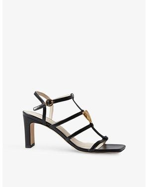 Claudie Pierlot Heart-Plaque Leather Heeled Sandals - Multicolor