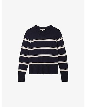 The White Company Striped Round-Neck Cotton-Blend Jumper - Blue
