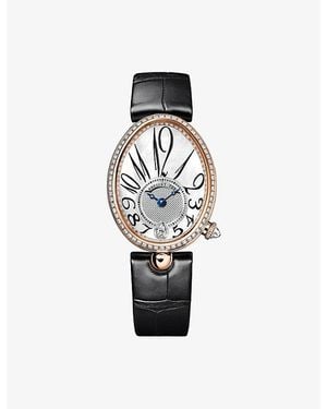 Breguet Reine De Naples 18Ct Rose- Leather And 1.3998Ct Diamond Automatic Watch 28.5Mm - Metallic