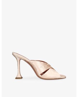 AMINA MUADDI Salma 95 Satin Heeled Mules - Natural
