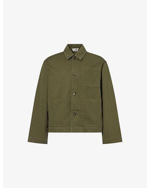 JW Anderson Patch-Pocket Leather-Patch Cotton Jacket - Green