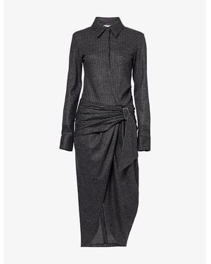 Isabel Marant Rosalie Stripe Wool-Blend Midi Dress - Black