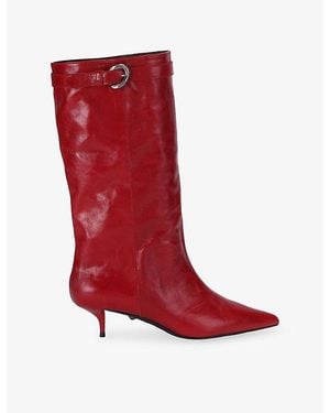 Kurt Geiger Opera Faux-Leather Calf Boots - Red