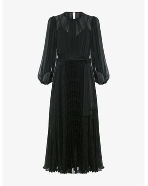Phase Eight Lucie Pleated Woven Midi Dress - Black