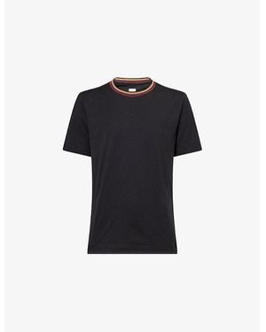 Paul Smith Stripe-Trim Crewneck Cotton T-Shirt - Black