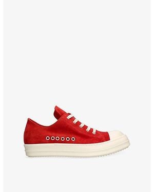 Rick Owens Extreme Lo Suede Trainers - Red