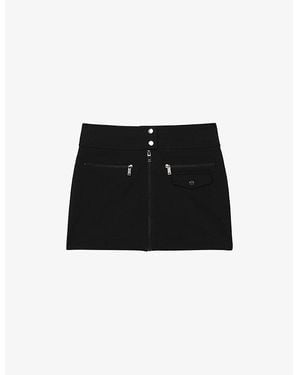 Reiss Poppy Zip-Embellished Stretch-Woven Mini Skirt - Black