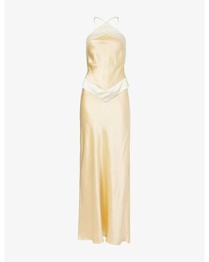 Reformation Jillian Halterneck Silk Maxi Dress - Metallic