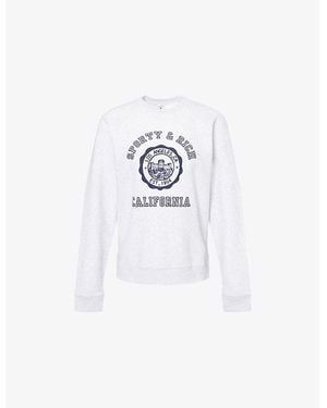 Sporty & Rich California Logo-Emblem Cotton-Blend Sweatshirt - White