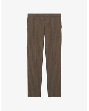 The Kooples Striped Straight-Leg Wool Trousers - Brown