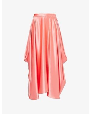ROKSANDA Amari Draped Satin Midi Skirt - Red