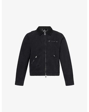 Represent Corduroy-Collar Distressed Cotton Work Jacket - Blue