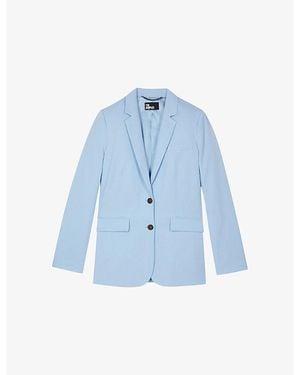 The Kooples Notch-Lapel Regular-Fit Lyocell, Linen And Cotton Blazer - Blue