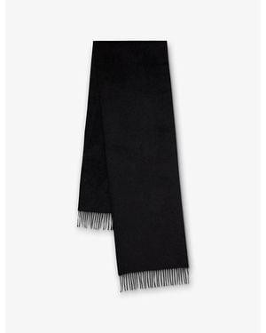 Mulberry Branded Fringed Wool Scarf - Black