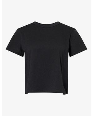 PAIGE Rhodes Cropped Cotton T-Shirt - Black