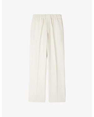 Sandro Elasticated-Waist Wide-Leg Stretch-Woven Trousers - White