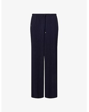 The Couture Club Plisse Wide-Leg Woven Trousers - Blue