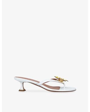 AMINA MUADDI Vittoria 45 Slingback Leather Sandals - White