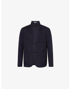 Corneliani Patch-Pocket Button-Up Wool Jacket - Blue