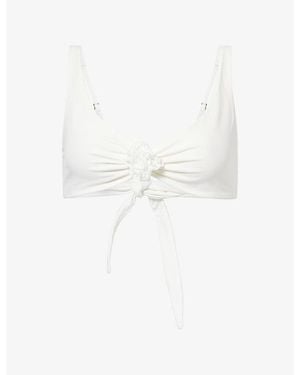 Away That Day X Gigi & Sardinia Floral-Applique3 Bikini Top - White