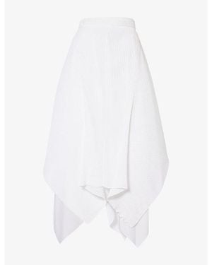 JW Anderson Pleated Asymmetric Woven Midi Skirt - White