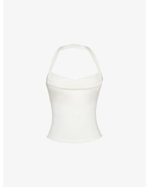 House Of Cb The Peekaboo Halterneck Stretch-Woven Top Xs (A-C Cup) - White