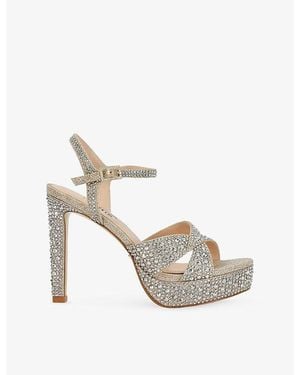 Dune Mayve Satin Platform Heeled Sandals - White