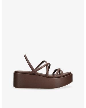 Pedro Garcia Ninokska Leather Platform Sandals - Brown