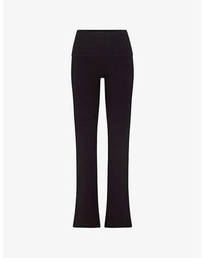 Skims Foldover Slim-Fit High-Rise Stretch-Jersey Trousers - Blue