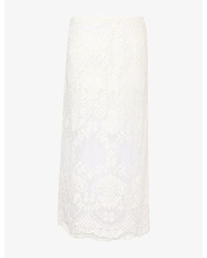 Dissh Reina Lace Midi Skirt - White