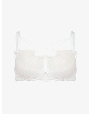 Agent Provocateur Halley High-Neck Satin And Lace Demi Bra - White