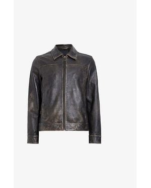 AllSaints Alkan Regular-Fit Zip-Up Leather Jacket - Black