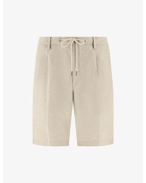 BOGGI Drawcord Linen Bermuda Shorts - Natural
