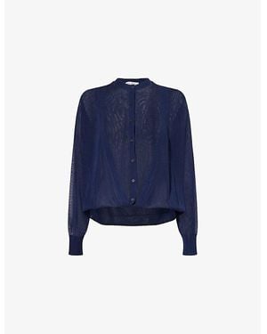 Alaïa Folded Sheer Knitted Cardigan - Blue