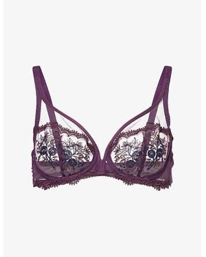 Simone Perele Intrigue Plunge Underwired Lace Bra - Purple
