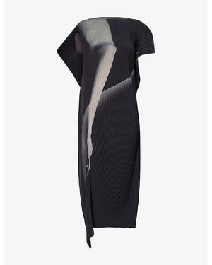 Issey Miyake Hands Of Lover Pleat Knit Midi Dress - Black