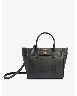 Mulberry Zipped Bayswater Mini Grained-Leather Tote Bag - Black