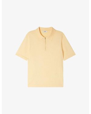 Sandro Zipped Stretch-Woven Polo Shirt - Natural