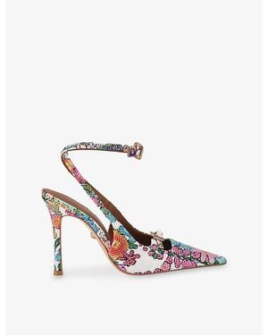 Kurt Geiger Two-Buckle Heeled Woven Court Shoes - White