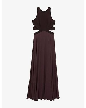 Reiss Paloma Cut-Out Stretch-Woven Maxi Dress - Purple