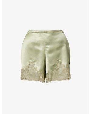 Reformation Fern Floral-Lace Satin Shorts - Green