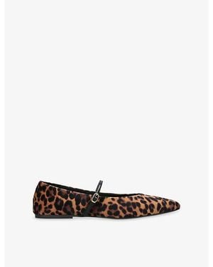 Aera Mina Ballerina Leopard Velvet Flats - White