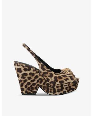 Kurt Geiger Belgravia Leopard-Print Suede Slingback Platform Sandals - Metallic