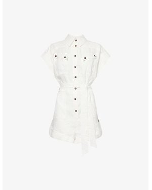 Zimmermann Rhiannon Belted Linen Playsuit - White