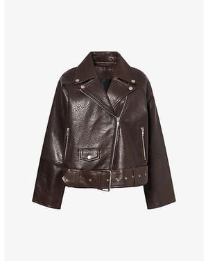 Stand Studio Romy Belted Leather Jacket - Brown