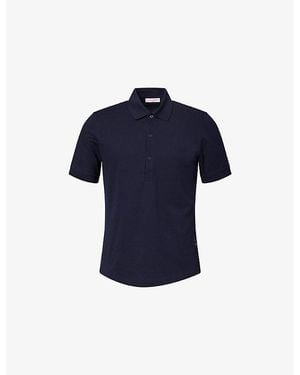 Orlebar Brown Bruno Pique Cotton-Knit Polo Top - Blue