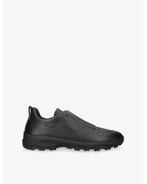 ZEGNA Triple Stitch Monte Leather Trainers - Black